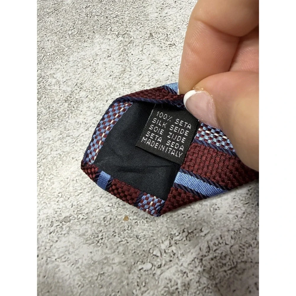 Giulia Visconti Silk Tie Mens One Size Red Striped Pointed Made In Italy Necktie